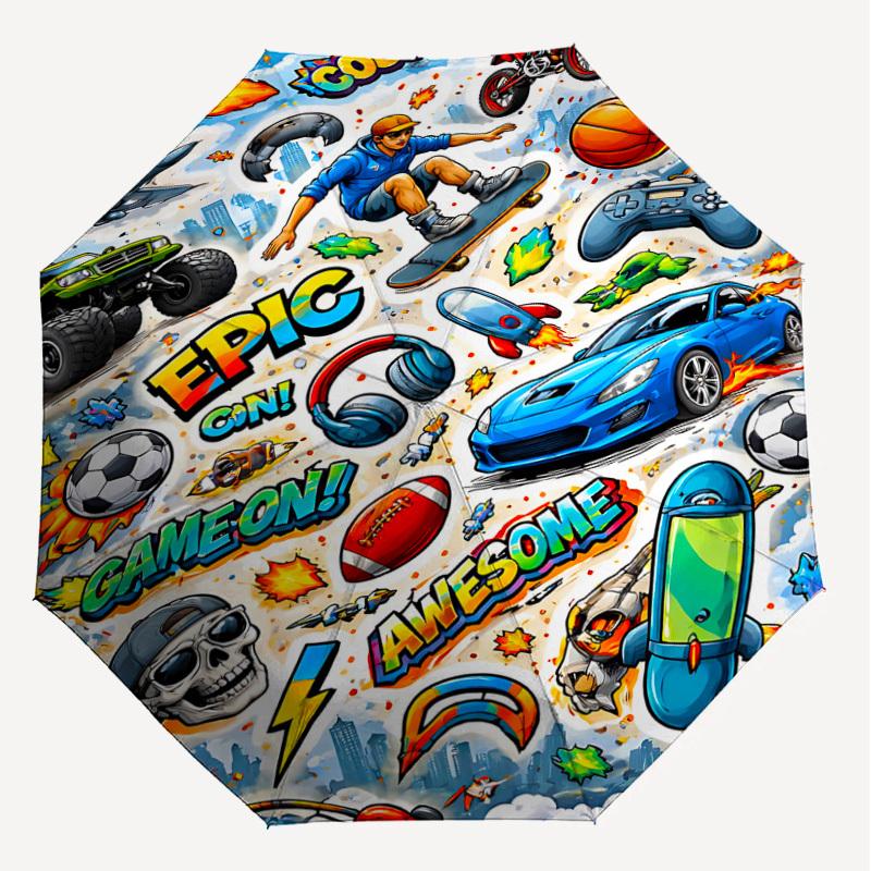 1PC Sports Games Umbrella-8-Rib Reinforced, Automatic Open, Lightweight & Durable, Fashion Accessory for Outdoor, J0358