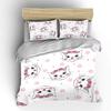 Cute Cat Faces With Pink Flowers Bedding Set For Kids Luxury Gift 3Pcs Digital Print Comforter Set Soft Comfortable Breathable