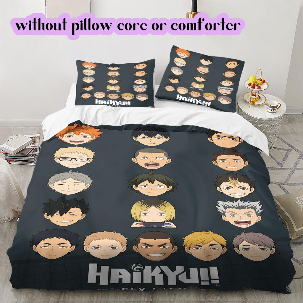 Haikyu Cool Printed Anime Duvet Cover Bedding Set 3 Piece Cartoon Quilt Cover Pillowcases Bedroom Decor Collection_LIAN