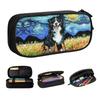Custom Starry Night Bernese Mountain Dog Pencil Cases for Girls Boys Big Capacity Pet Puppy Pen Box Bag School Supplies