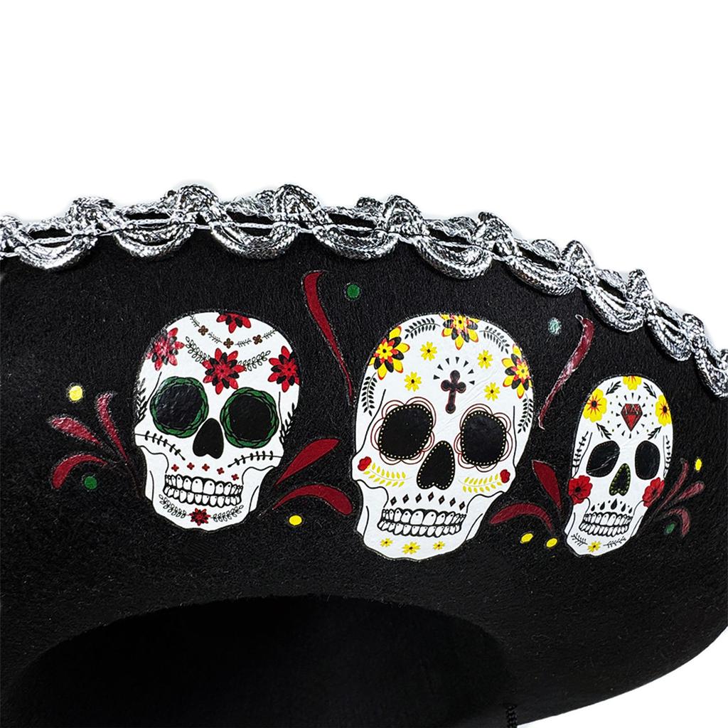 Breathable Mexican Hat for Kids with Skull Pattern for Comfortable and Sun Safety Sombrero Hat for Dia De Muertos