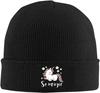 Schwarze Strickmütze Mit Niedlichem Skelett-Aufnäher Winter Warme Mütze Für Unisex Damen Lustiger Gotischer Totenkopf-Print Beanie