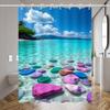 Beautiful Tropical Beach Shower Curtain Colorful Rocks In Clear Water Ocean View Nature Art Vacation Decor Waterproof Fabric