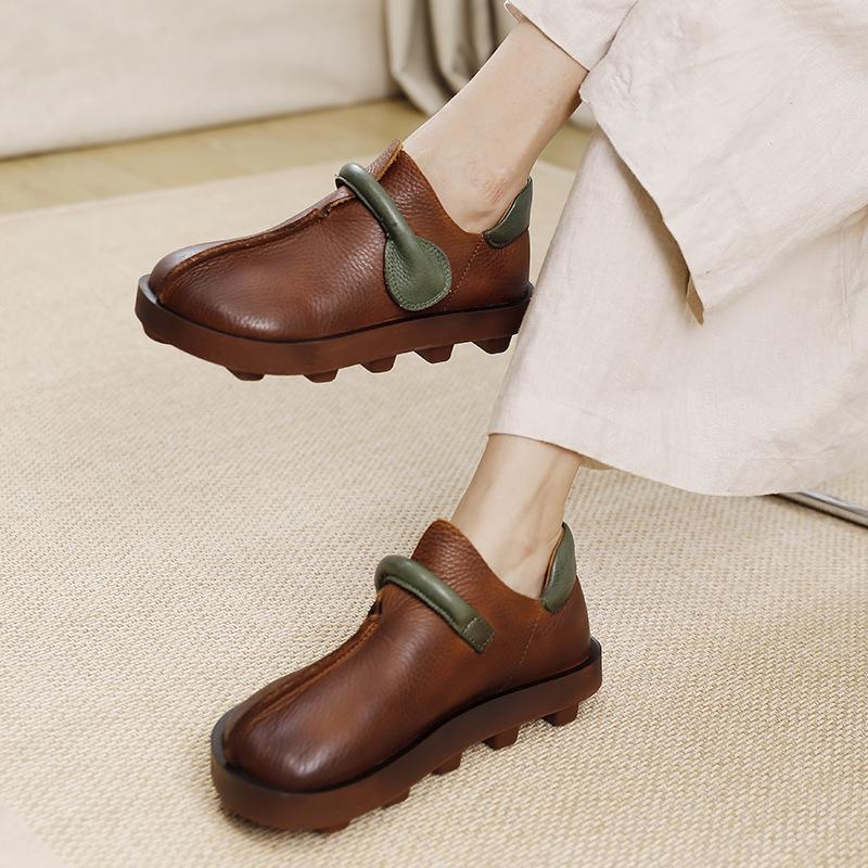 Fashion GKTINOO 2024 New Autumn Flats Shoes For Women Loafers Luxury Designer Casual Shoes Genuine Leather Ladies Vulcanized Shoes