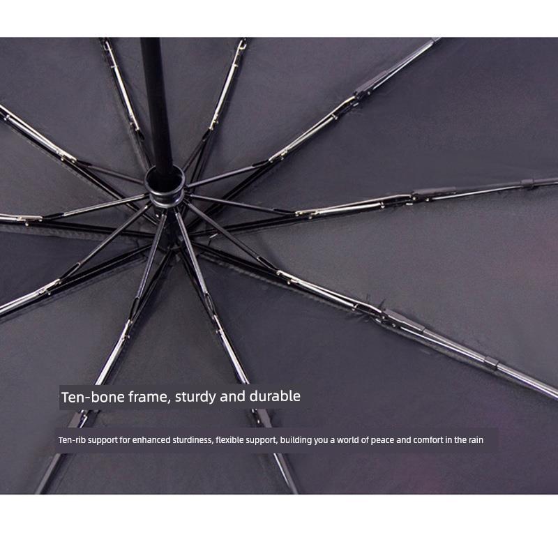 Large Vinyl Umbrella with Ten Ribs and Flat Edges, Dual-Use for Sun and Rain, with Logo, Business-Style Men's Sunshade Umbrella
