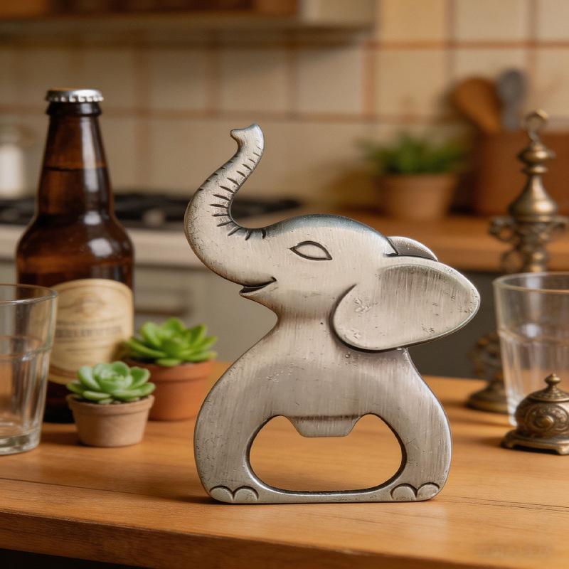 Creative Elephant Bottle Opener - Retro Antique Metal Beer Opener - Cute Animal Design Bar Tool