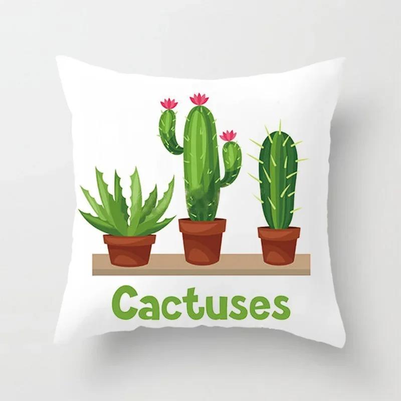 Tropical Green Plant Pillowcase Colorful Tree Pattern Creative Cushion Vitality Natural Style Sofa Decoration Pillow