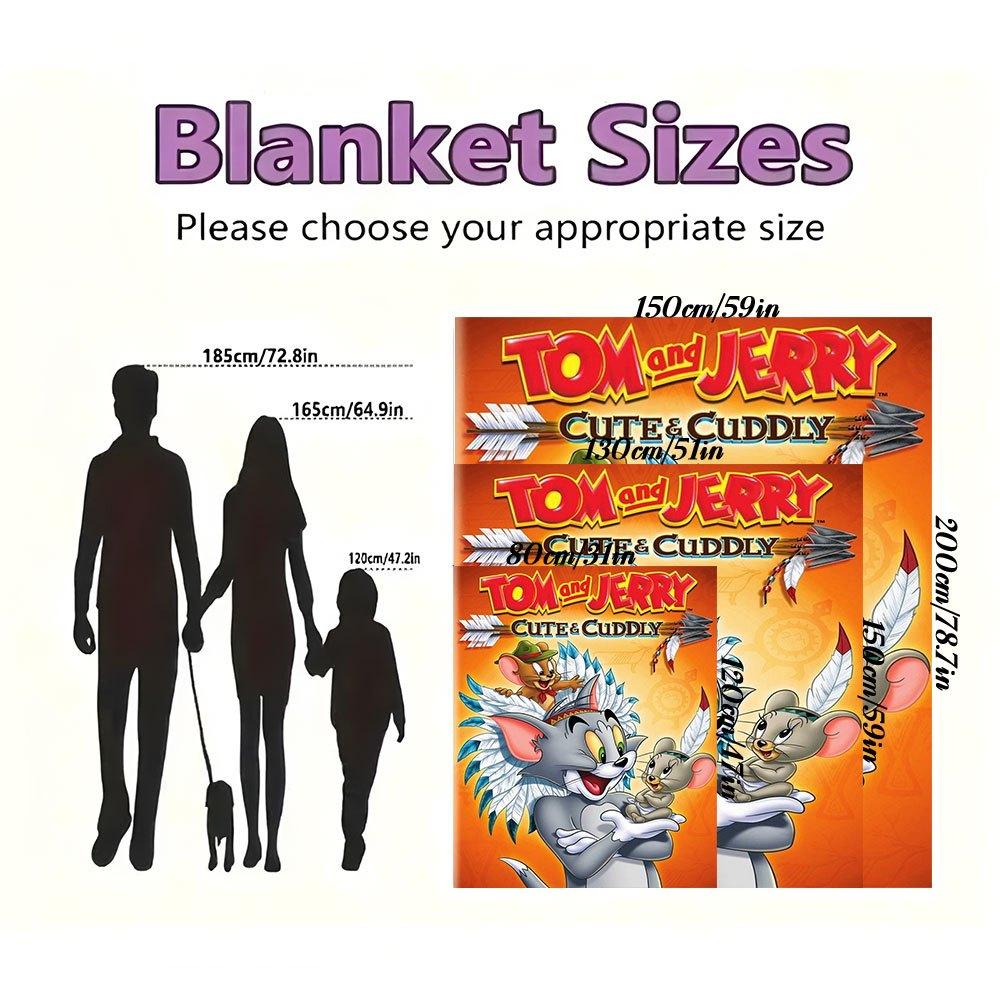 Tom & Jerry Niedlich & Kuschelig Native American Tom & Jerry Decke Flanell Überwurfdecke für Sofa, Bett, Reisen, Camping, Büro