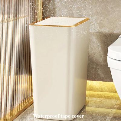 15L Tek Dokunuşlu Kapaklı İskandinav Çöp Kovası Çöp Kutusu Deodorant Su Geçirmez Çöp Kutusu Büyük Kapasiteli İnce Tuvalet Altın Çöp Kovası