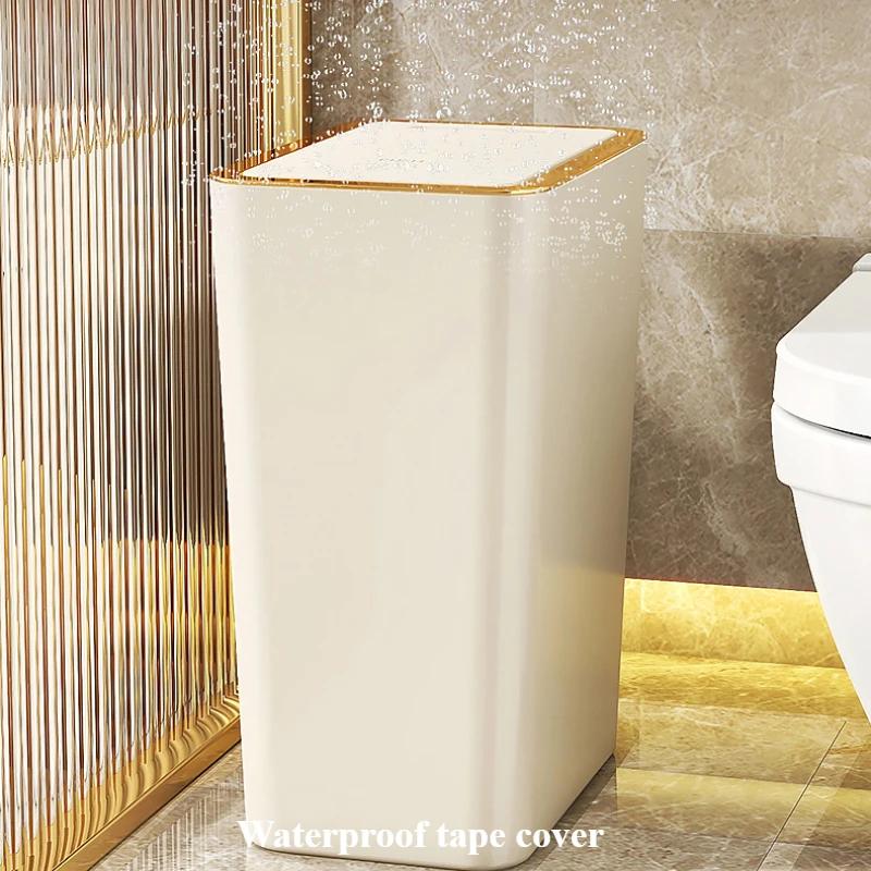 15L Nordischer Mülleimer mit One-Touch-Deckel Behälter Deodorant Wasserdicht Abfalleimer Großes Fassungsvermögen Schmal Toilette Gold Mülleimer