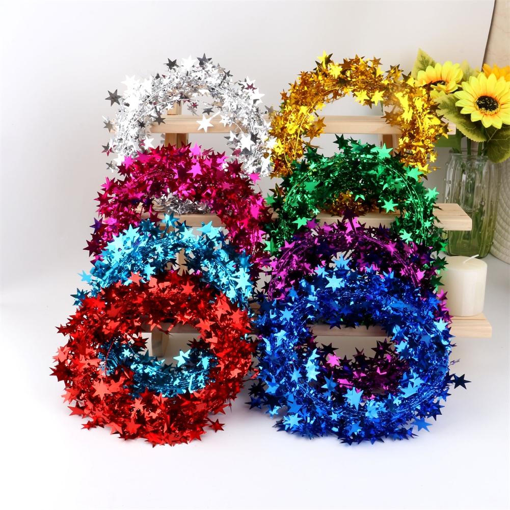 For Christmas Tree Party Decorations Christmas Holidays Silver Flexible Star Garland For Crafts Christmas Indoor Use