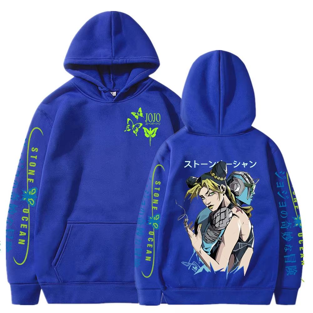 Anime JoJo Bizarre Adventure Stone Ocean Hoodie Jolyne Cujoh Print Hooded Men Women Hoodies Harajuku Streetwear Male Sweatshirt