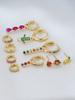 11pcs Charm Creative Color Synthetic Zircon Cactus Watermelon Decorative Earrings Suitable for Women's Date Ball Wearing Jewelry