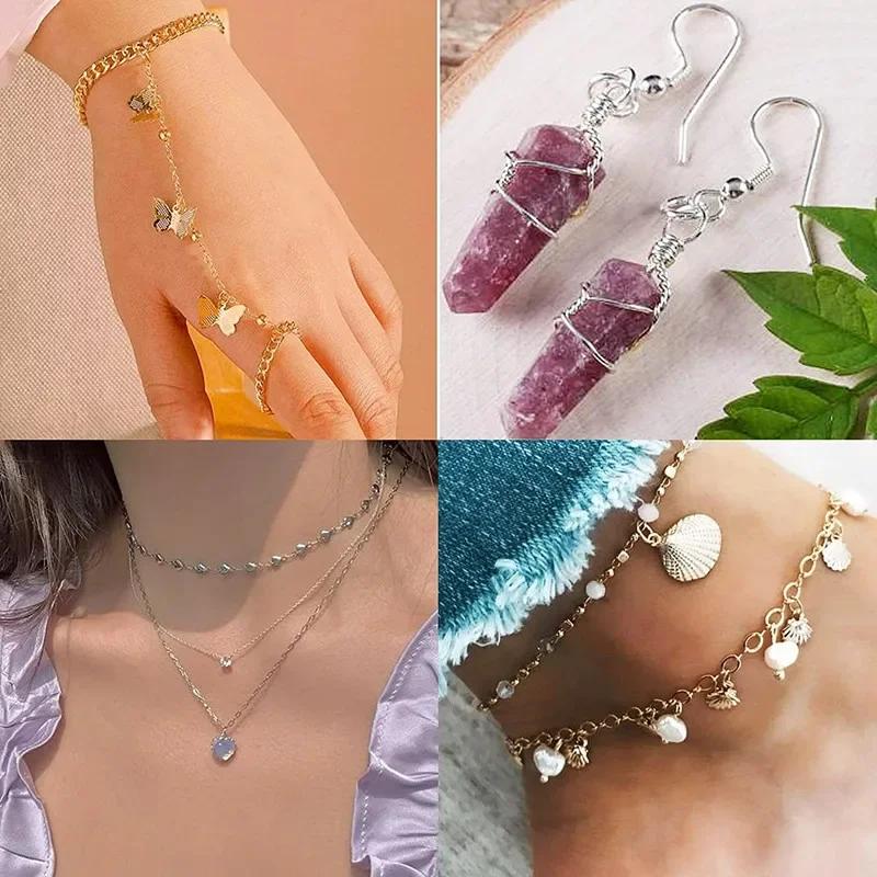 1200 Stück Gold Silber Offene Biegeringe und Karabinerverschluss Schmuckzubehör-Set mit Zange