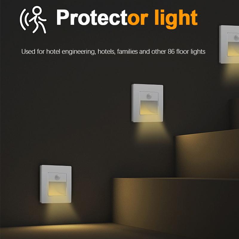 Simple LED Wall Lamp Intelligent Sensing Night Light Embedded Indoor LED Step Light for Hallway Staircase Decorative Lighting
