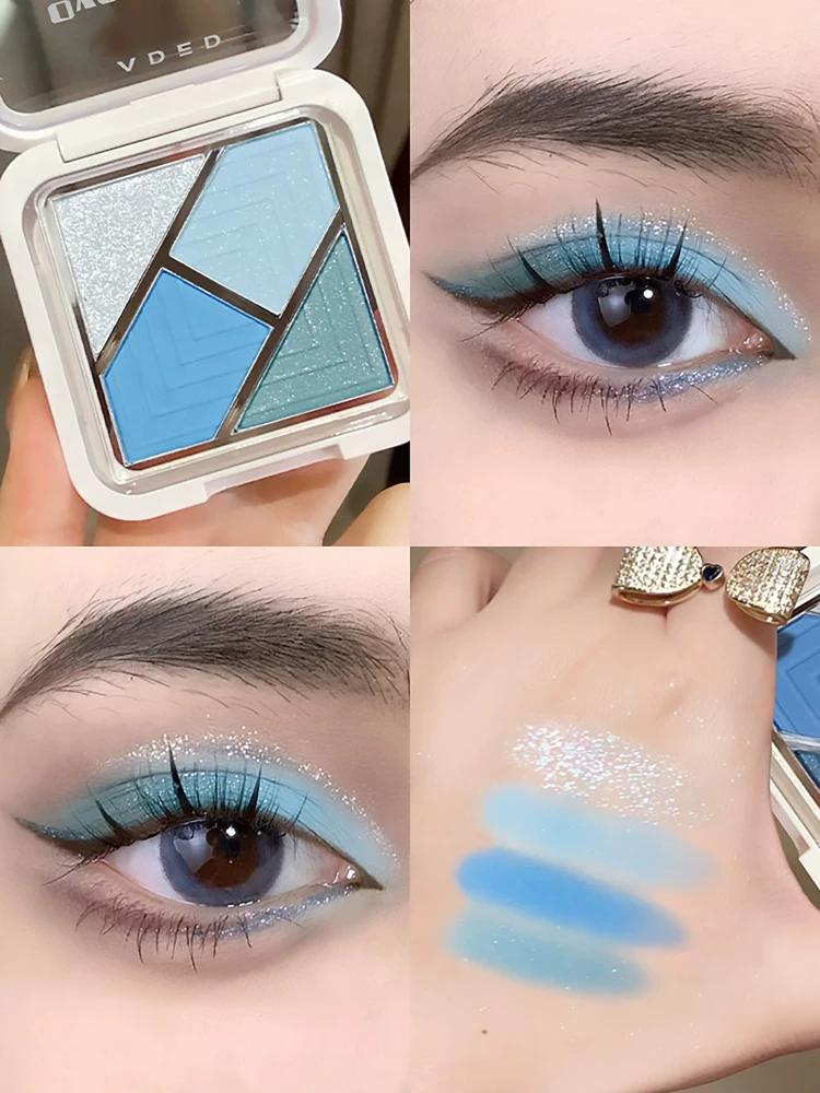 Four-Color Low Saturation Mint Green Pearlescent Niche Style Eye Shadow Plate