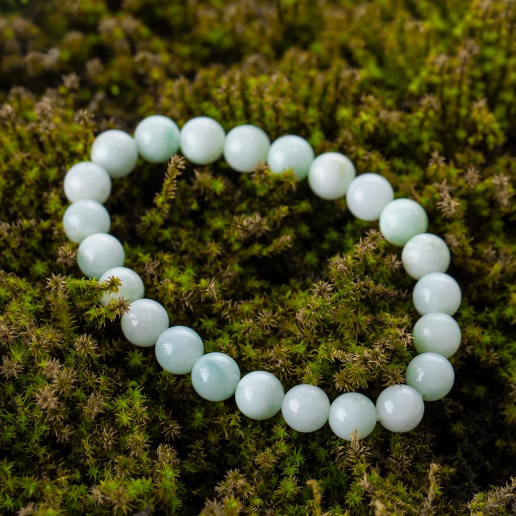 15cm Itoigawa Naturalny Jadeit Blady Japoński Narodowy Jomon Kamień Mocy Warsztat Jadeitu Specjalny Drewno Paulowni Gwarancja Jakości ABR0898 (koraliki 8mm,