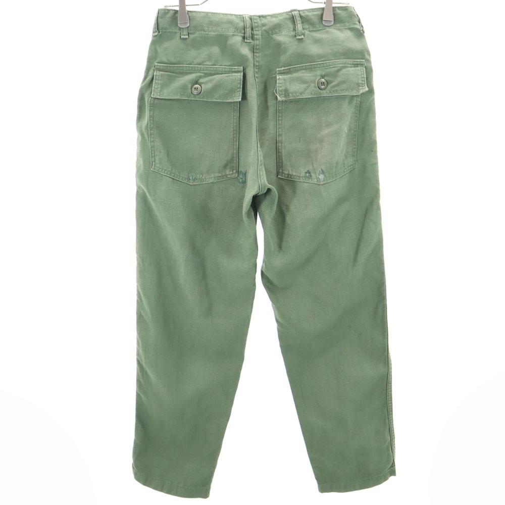 US ARMY 70s DSA Vintage Cotton Satin Baker Pants W30 Military Button Fly Men's Used