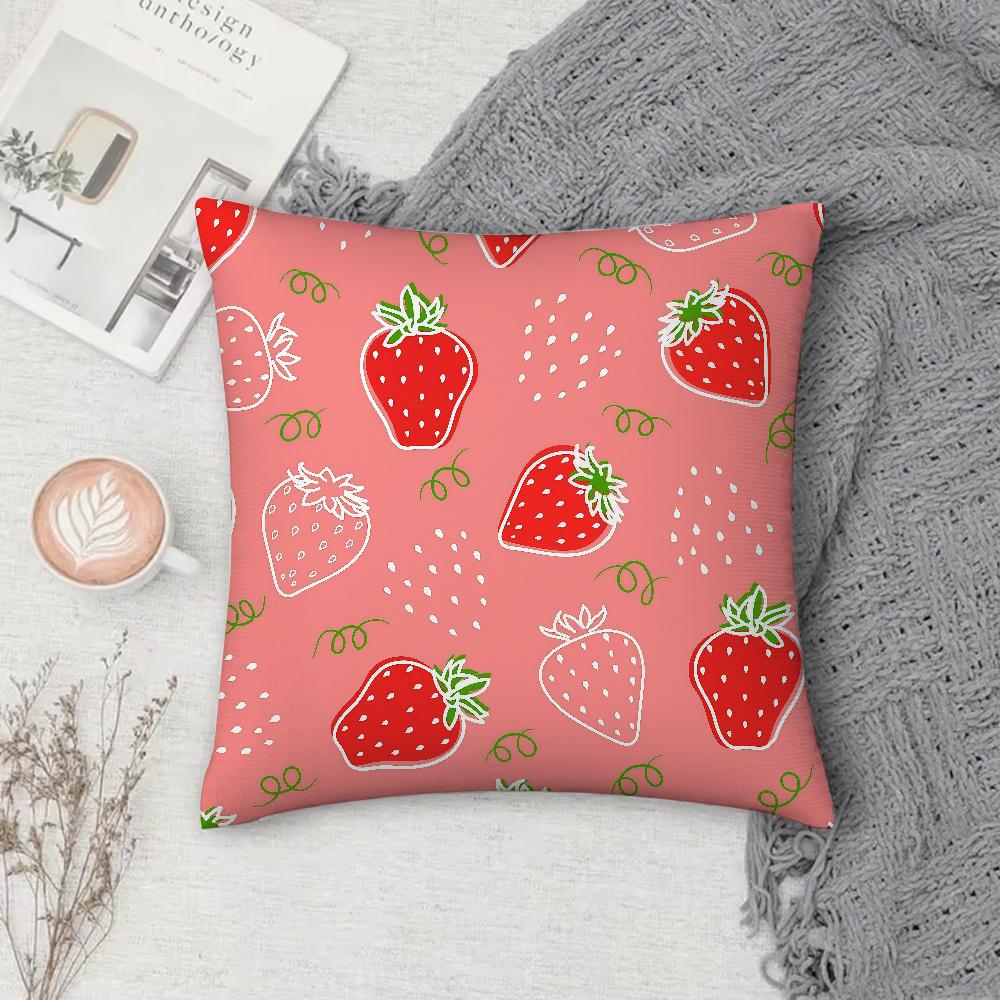 Cartoon Strawberry Pillow Case Square Double-Sided Printing Sofa Cushion Cover Pillowcase Bedroom Bedside