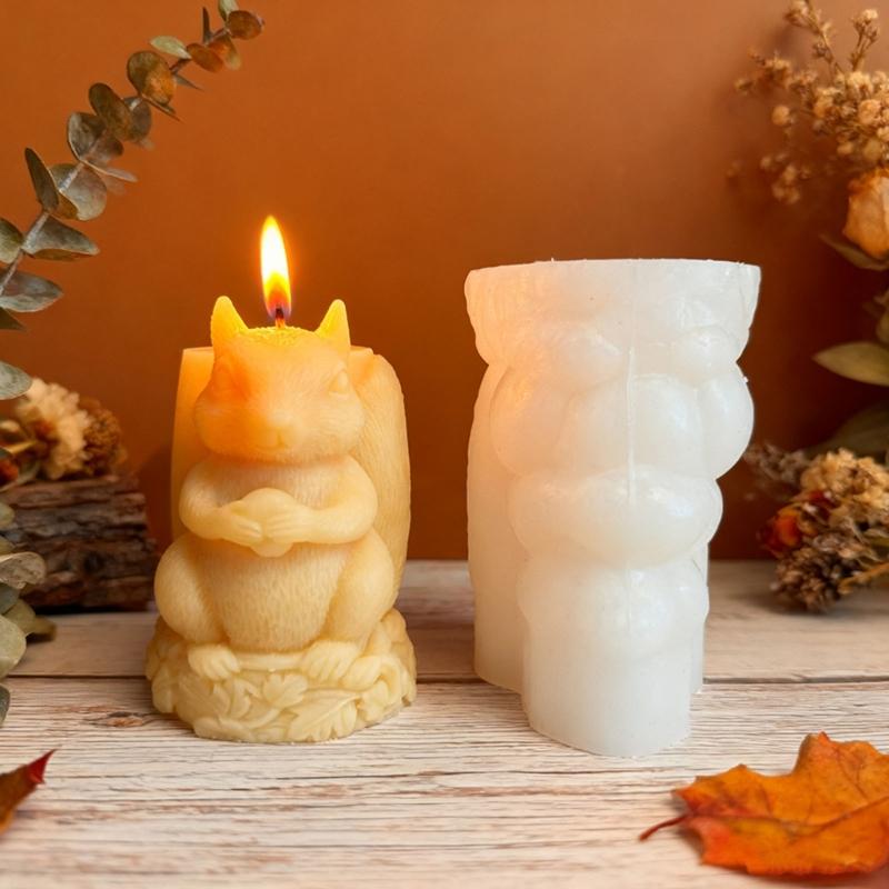 Squirrel Figurine Silicone Mold Animal Candle Silicone Mould for Epoxy Resin Making Candle Soap Festival Decoration