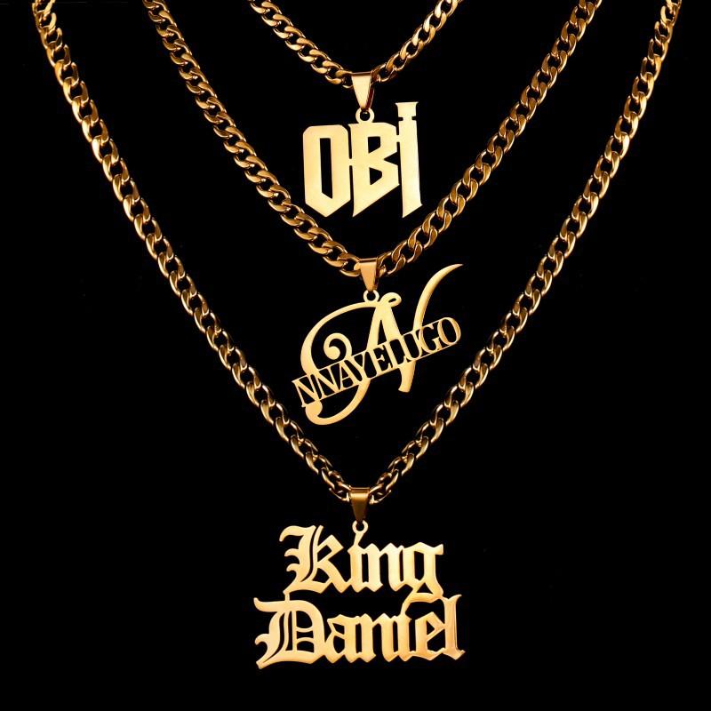 Customized Logo Stainless Steel Link Chain Pendant Necklace 6mm Thick TRENDY