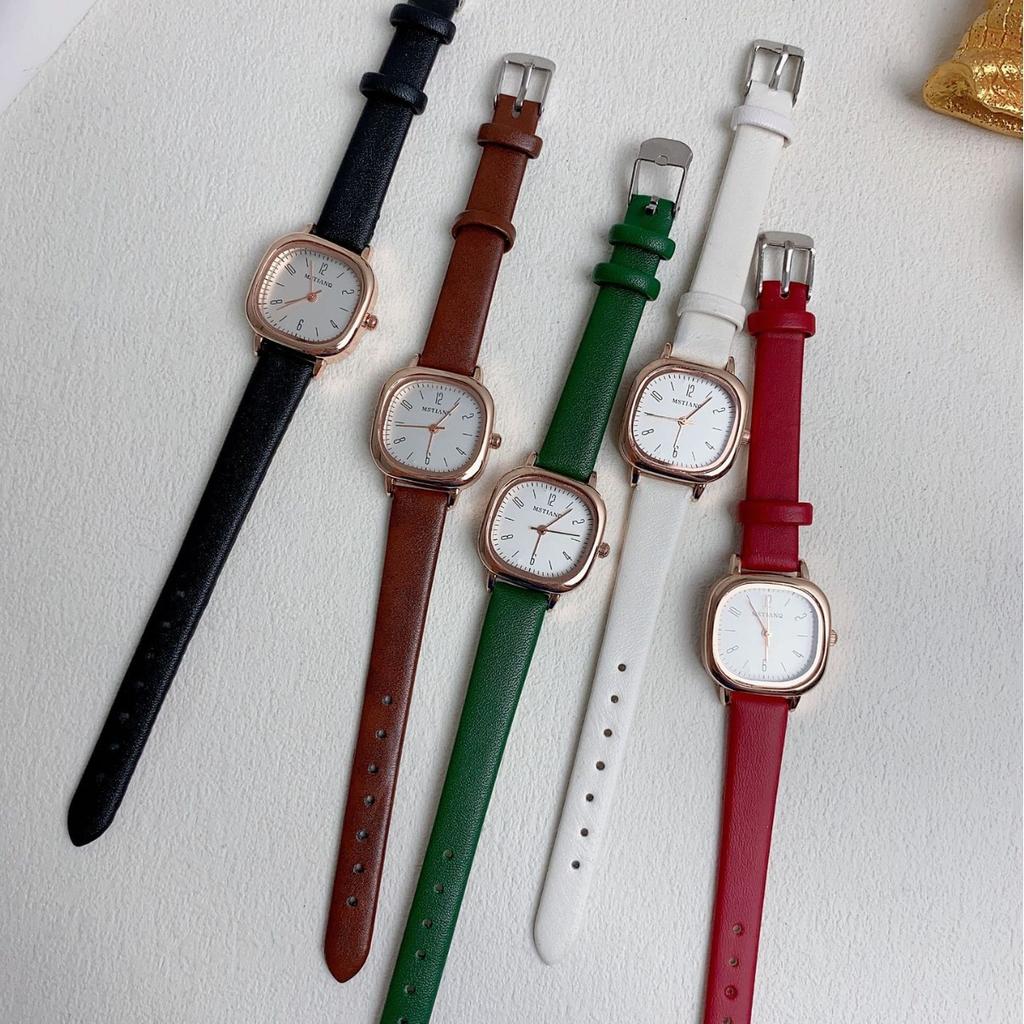 Student Belt Square Watch Women'S Summer Year Simple Temperament Girl Small Fresh Quartz Watch