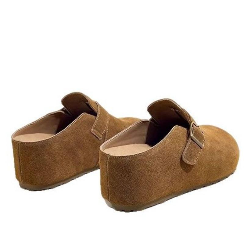 Cowhide version~ thick-soled leather women's new inner height increase Boken bag head half slippers women's outer wear