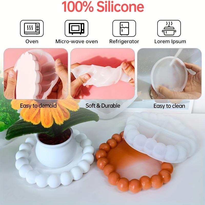 3 Pcs Silicone Moulds Durable Silicone Coaster Moulds DIY Crafts Bubble Resin Tray Moulds DIY Plaster Drip Jewellery Tray Home Decoration Gift Moulds