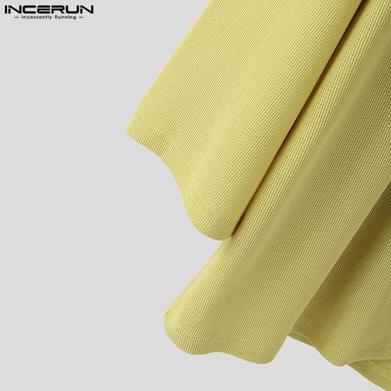 INCERUN Oversized Men Batwing Sleeve Open Front Texture Casual Kimono Cardigan Tops