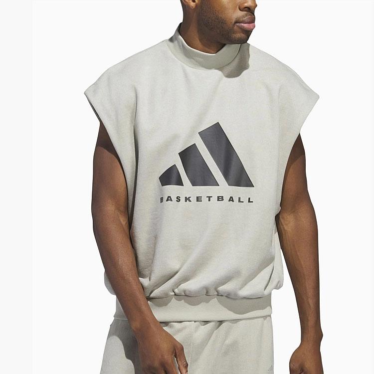 Adidas Chapter 01 Basketball Print Cropped Sleeveless Hoodie Unisex Tops Sesame IN7704