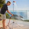 Rostbeständige Metall-Dusch-Teleskop-Gartendusche, Camping mit Stativfuß, 9-strahlig, Einfache Bedienung, Wasserventil-Einstellungen, Höhenverstellbar, Tragbar