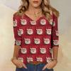 3/4 Sleeve Shirts For Women Print Christmas Tees Blouses Casual Plus Size Basic Tops Pullover