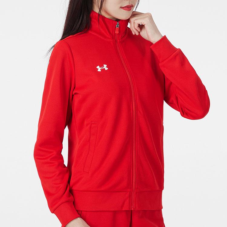 Under Armour Solid Color Sports Stand Collar Jacket Women jackets Red 21500438-600