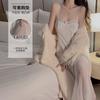 Women's Warm Velvet Lace Cami Sleep Dress with Open Front Robe for Fall Winter