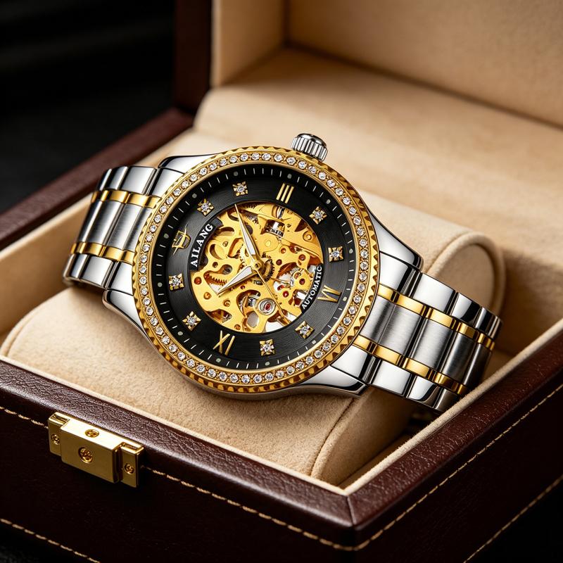 AILANG Business Men's Hollow Watch Top Brand Automatic Mechanical Watch Trend Luminous Waterproof New Clock For Men Reloj Hombre