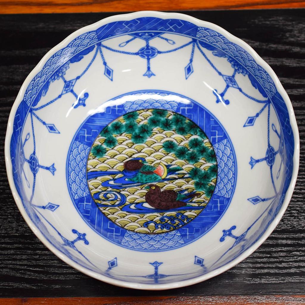 Waza No Kura: Stylish Kutani Ware Bowl, Yoshidaya Oshidori, Ceramic, High-quality Japanese Tableware, Serving Bowl, Made In Japan