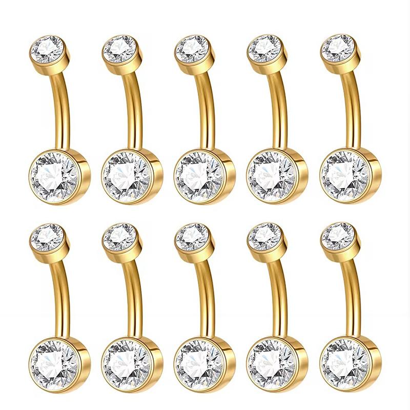 5/10 Stück Titan Bauchnabelring 14G 6mm 8mm 10mm 12mm Bauchnabel Piercing Schmuck mit Zirkonia Kurzer Stab Bauchnabel Piercings
