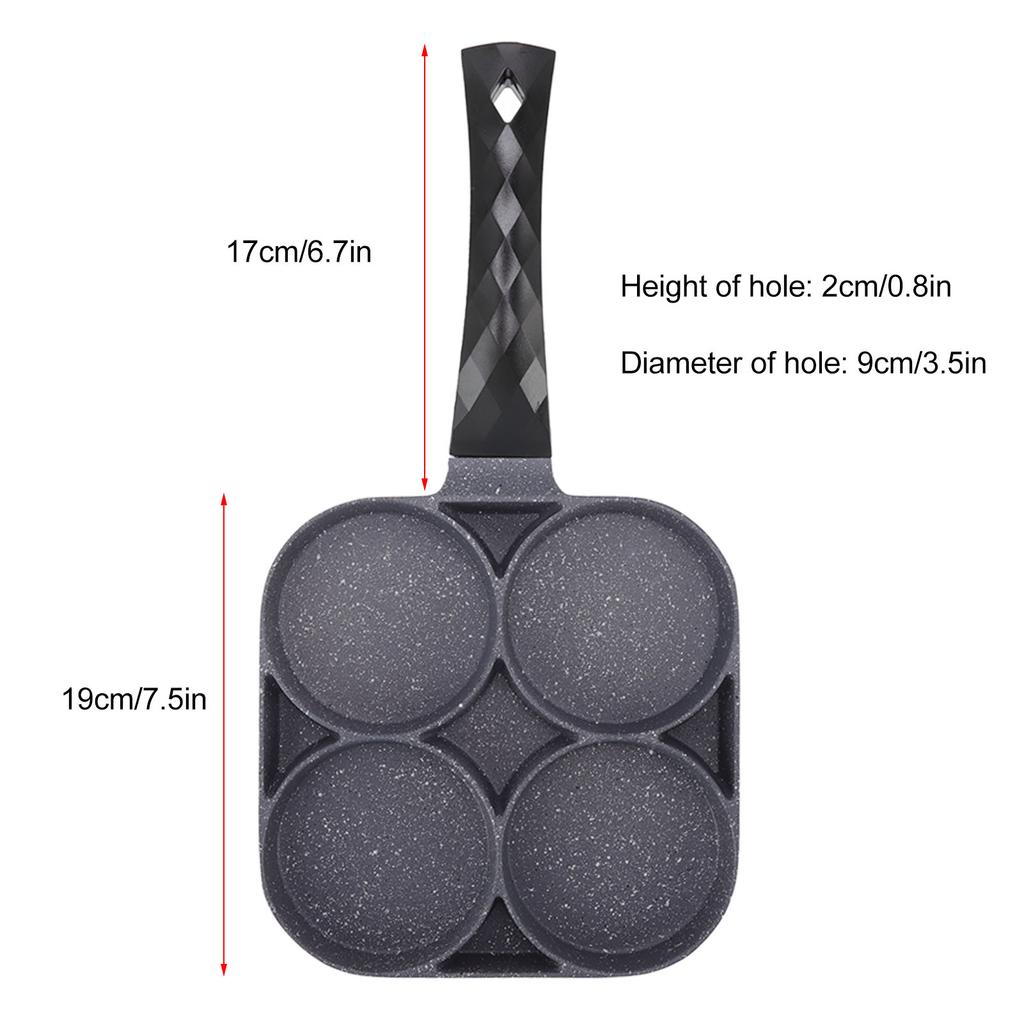 4 Hole Frying Pan 4 Hole Frying Pan Non Stick Heat Resisting Omelet Pan for Pancakes Burgers Kitchen Accessory Black Omelet Pan