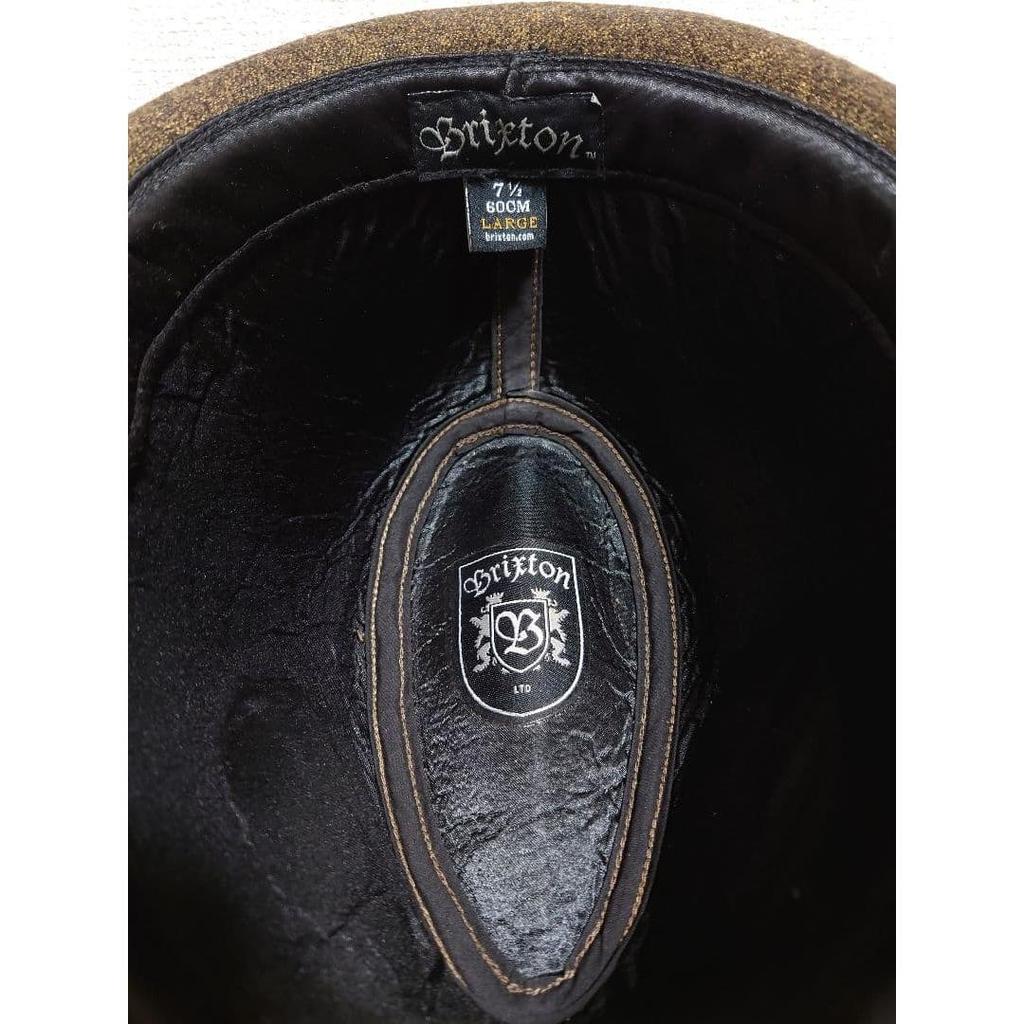 Used Brixton Hat Brown Plaid Pattern 60cm L Size