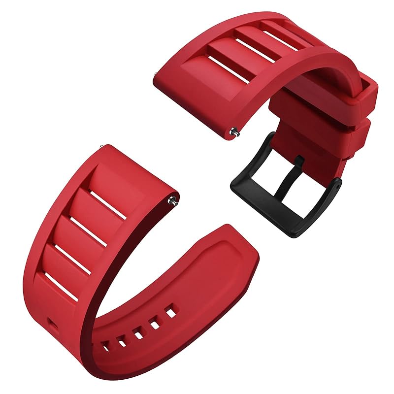

[Anbeer] 20mm watch band quick release Fluororubber watch belt FKM rubber replacement band Also applies to smart watches red black buckle