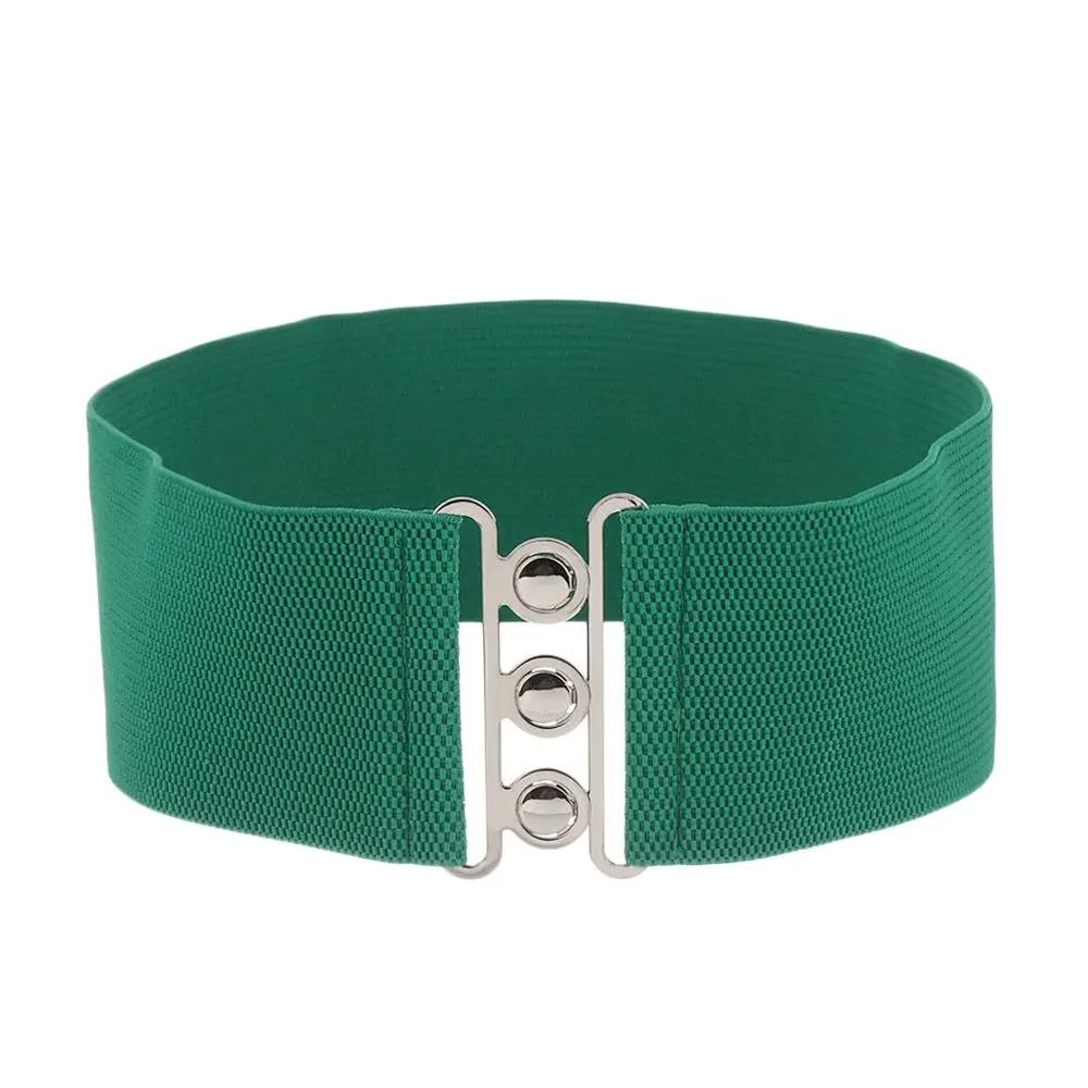 2026 New Women Fashion Wide Elastic Belt Metal Buckle Cinch Waistband Ladies Dress Waist Band Cummerbands Casual Stretch Belt