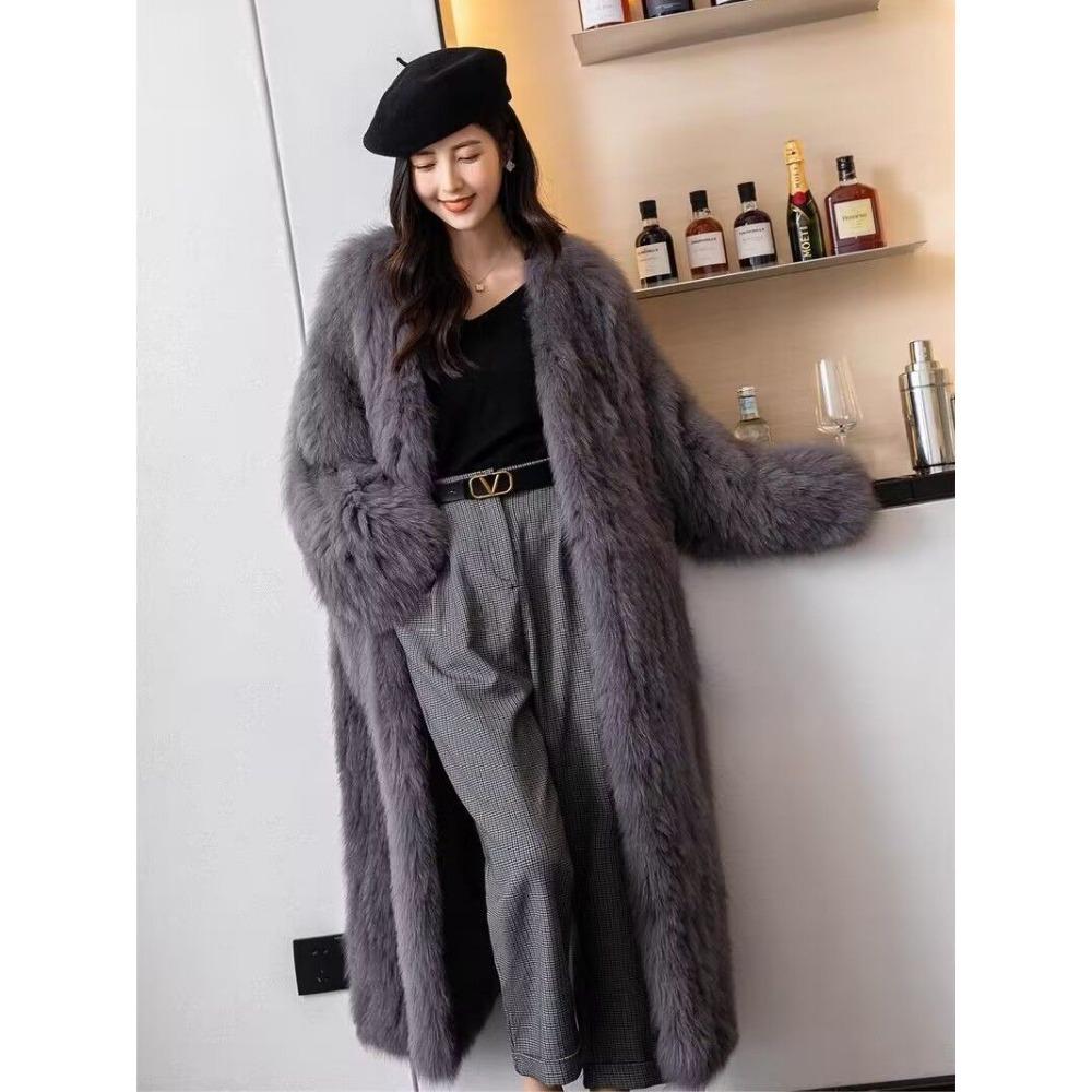 Fox Fur Long Fur Coat Women's Winter New Imitation Fur Coat Coat Young Internet Celebrities Thickened Cotton Coat
