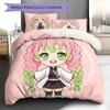 Demon Slayer Pattern Bedding,Quilt Set Quilt Cover Pillowcase Home Birthday Gift (1 * Duvet Cover + 2 * Pillowcase, Without Core)