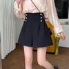 Women's High Waist A-line Black Suit Shorts - Summer 2026 Korean Style, Slimming, Versatile, Casual Wide-leg Pants