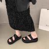 Cool slippers women's summer outer wear 2025 new thick-soled one-word drag women's high-end feeling stepping on shit seaside beach sandals
