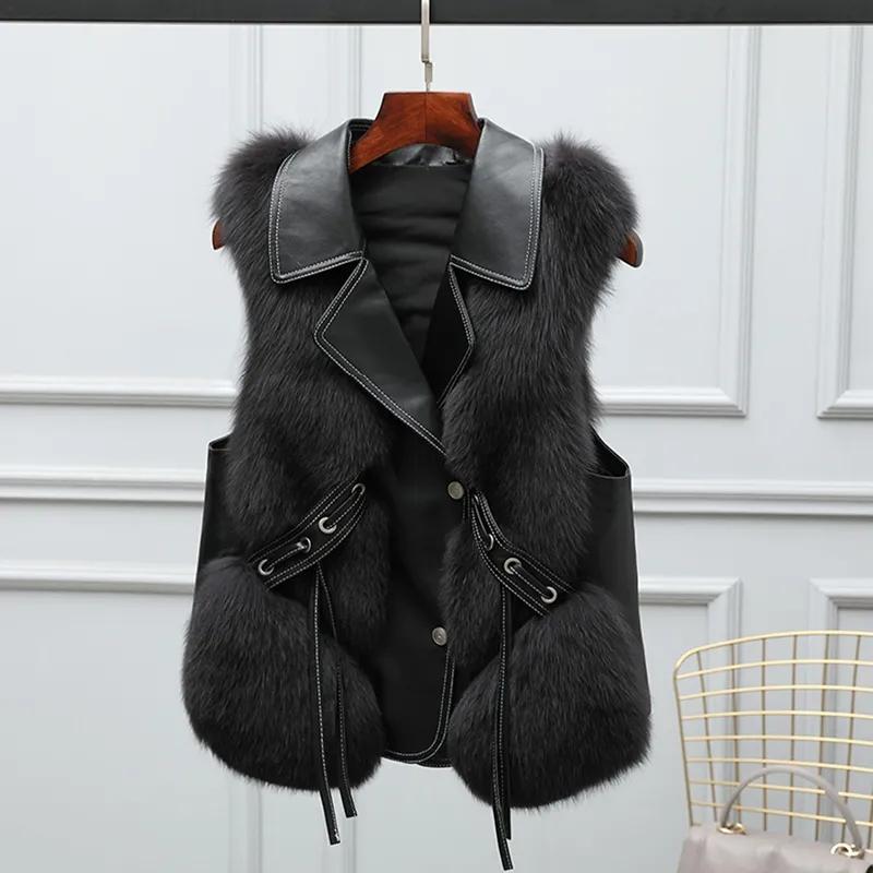 Imitation Fox Fur Vest Jacket Women Fur Vest Jacket Winter Waistcoat Short Fur Vest Female Vestcoat Sleeveless