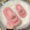 2024 new  children plush slippers home indoor warm thickened non-slip baby cute slippers kids shoes  toddler girl shoes