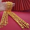 Elegant Men's 60cm Cylindrical Dragon Head Sand Gold Necklace, High-End Design.