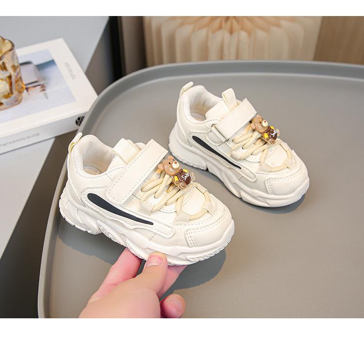 

Girls dad shoes tide 2025 autumn new baby toddler shoes single shoes leather upper boys bear sneakers 21 inner length 13cm