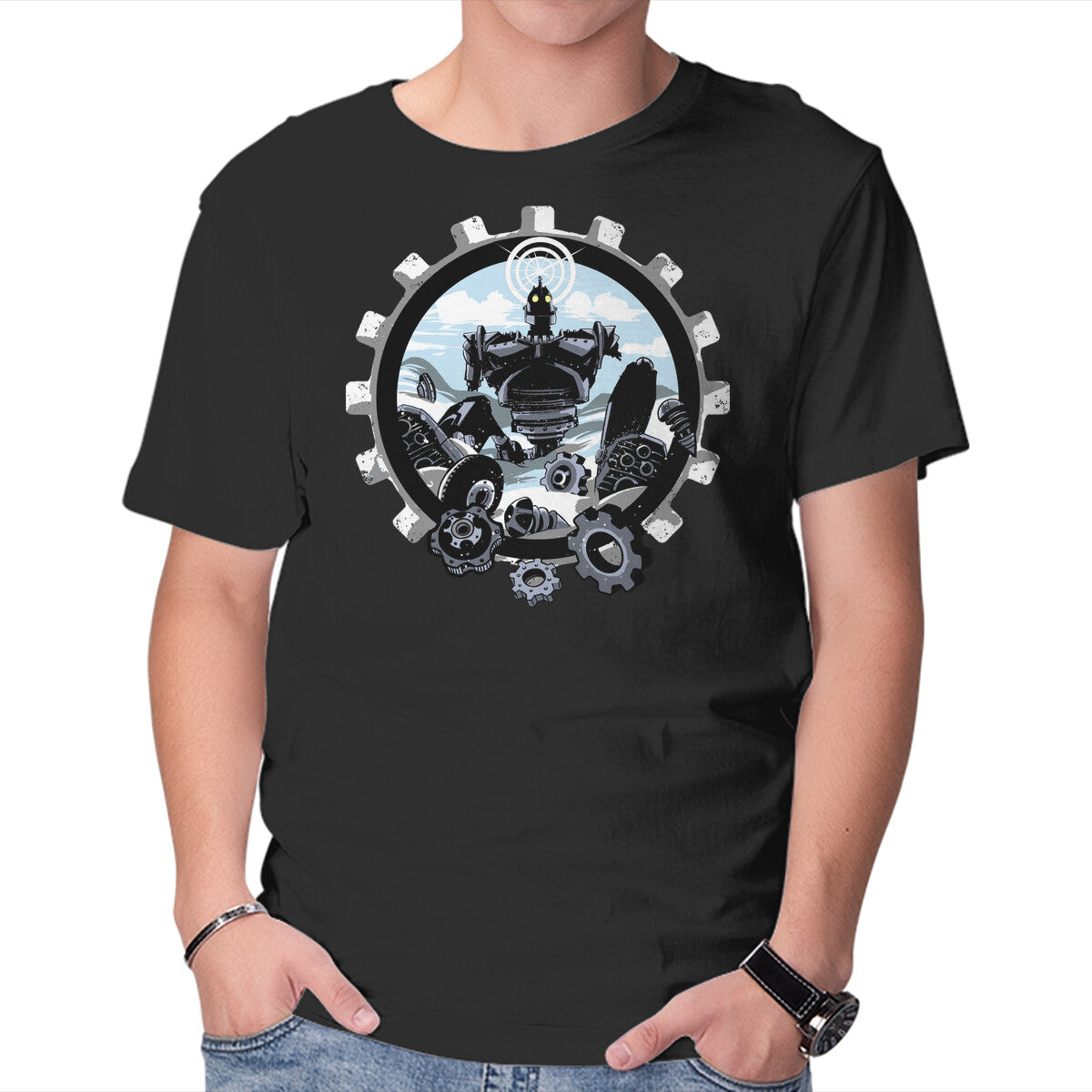 Unisex Crew Neck T-Shirt Giant Assembling Graphic Short Sleeve Casual Tee XS